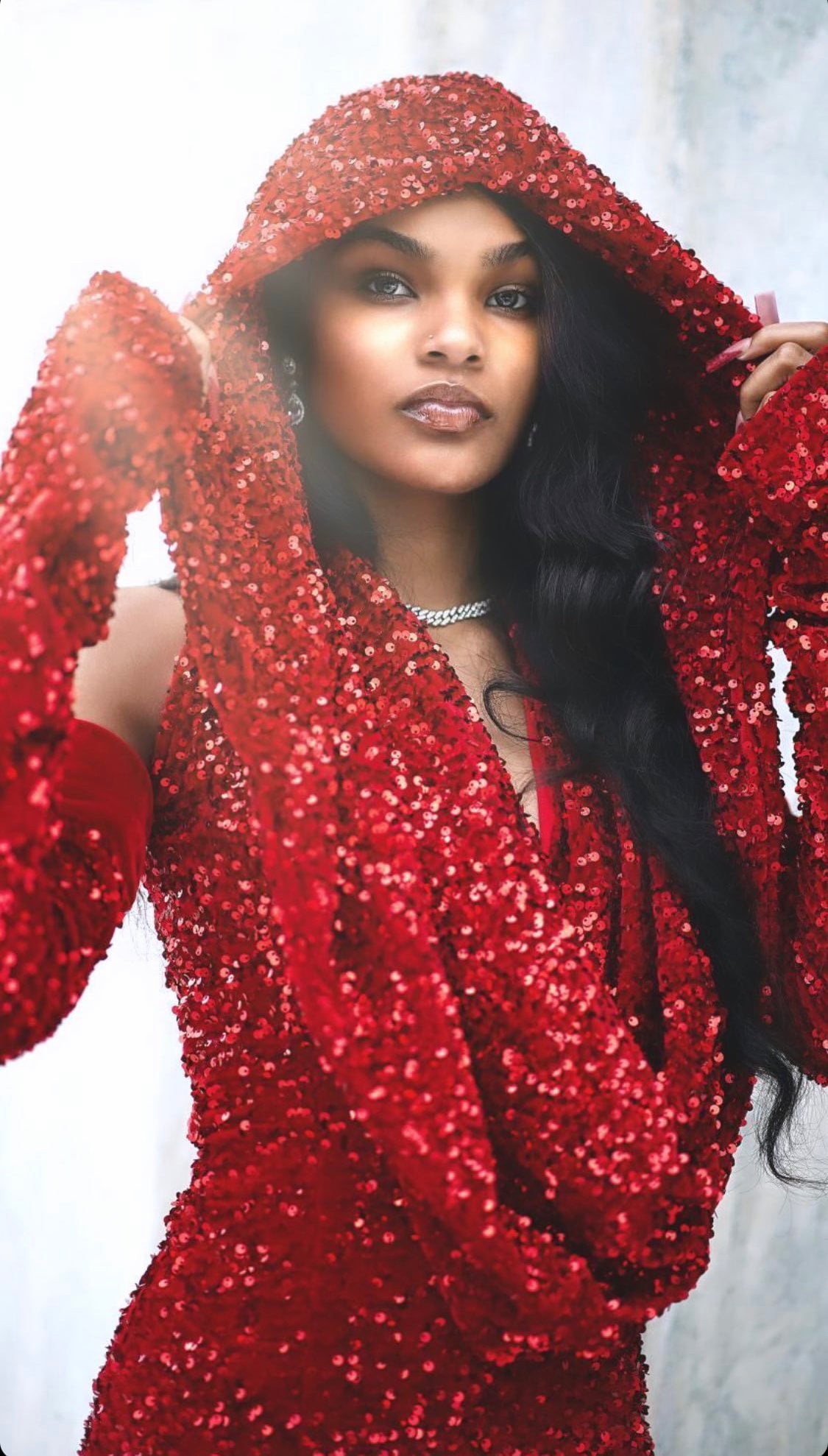 HOODED GLITTER MUFFLER / ラメフーディーマフラー